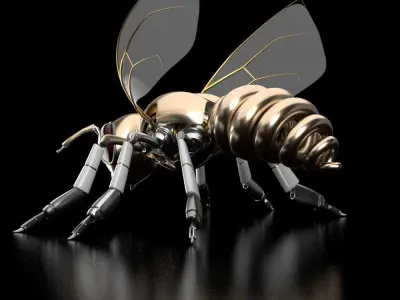 Machine Bee Low-poly 3D model