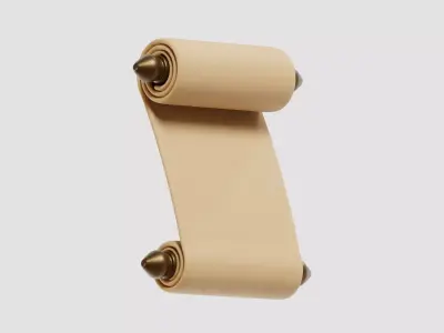 Paper Scroll cartoon Low-poly 3D model