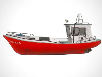 Old Boat Low-poly PBR Low-poly 3D model