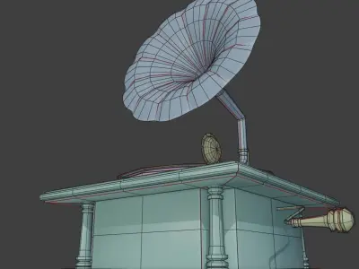 Antique Phonograph Gramophone  Low-poly 3D model