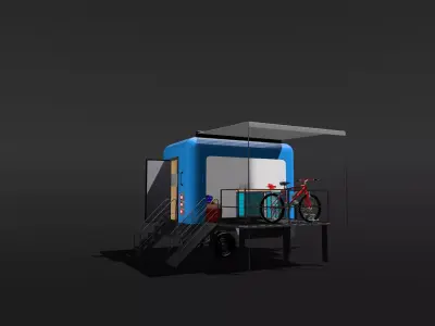 Mobile Bicycle Workshop Trailer 3D Model 3D model