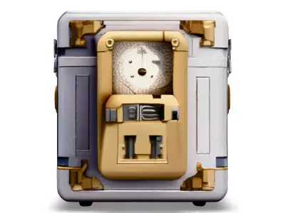 SciFi Safe Box with Clock Low-poly 3D model