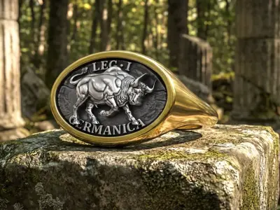 Roman Legion Germanica Buffalo Bull Antique Ring 3D print model