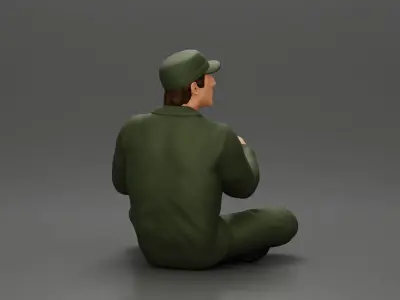 Jamie Farr sitting while eating breakfast in the MASH series 3D print model