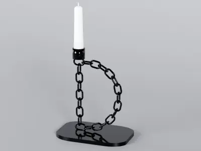  Alphabet D Black Chain Candleholder 3D Model True PBR Renders Zero Cleanup UVs 4K PBR Textures 