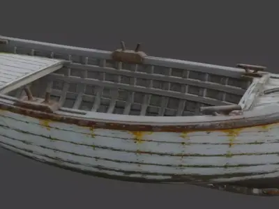 Old Wooden Rowboat Weathered 3D Model 3D model