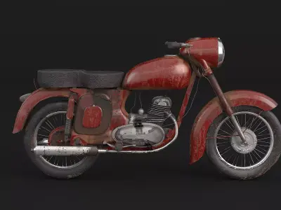 Classic Motorcycle Rusted 3D model