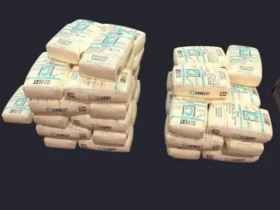 Concrete and Garbage Bags Low-poly 3D model