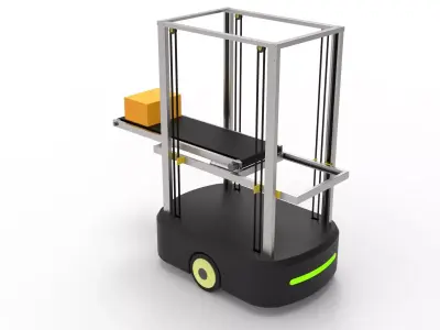 Industrial AGV Logistics Robot with Conveyor Belt 3D model