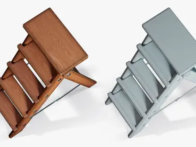 Step Ladder Folding Wooden Low-poly 3D model