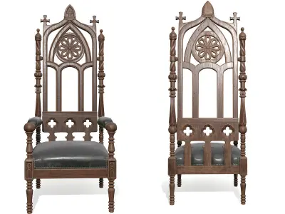 Gothic chair Low-poly 3D model