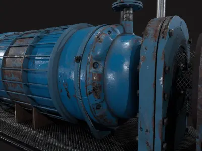 Generator old rusty machine Low-poly 3D model
