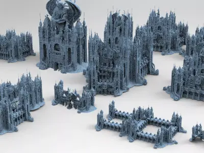Ancient temple Stone temples Full Kit bash 3D model