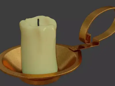 Candle model in metal holder Free 3D model