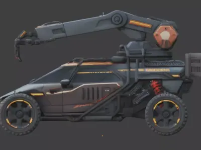 Cyberpunk Industrial Utility Vehicle 3D Model Low-poly 3D model buy