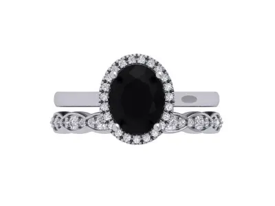 Oval Ring With Wedding Band 3D print model