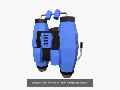 10 Jetpack Low Poly Collection Blue - SciFi Character Design