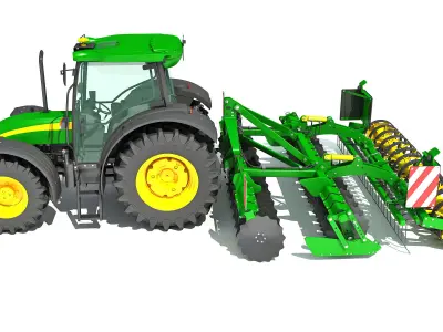 Tractor with Seed Drill 3D model