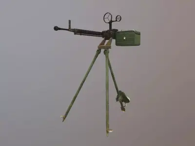 DShKM Soviet heavy machine gun Low-poly 3D model