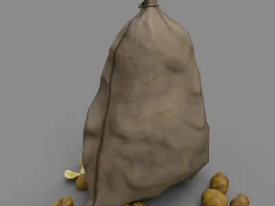 Bag of potatoes Low-poly 3D model