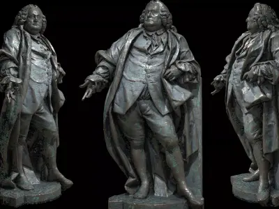 bronze statue wall side-part sculpture photogrammetry Low-poly 3D model
