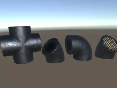 Modular Pipework System Low-poly 3D model