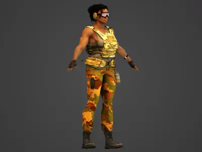 African American Female Military Soldier 3D model