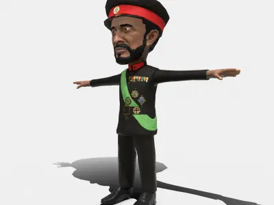 Emperor Haile Selassie caricature Low-poly 3D model