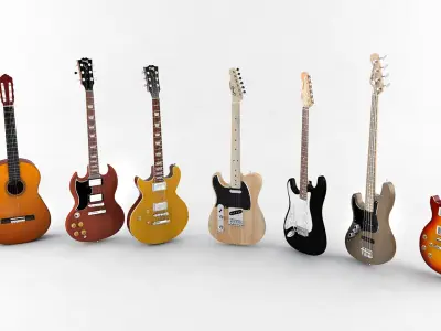 Collection of guitars 3D model