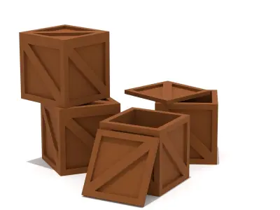 Wooden Crate Low-poly 3D model 10