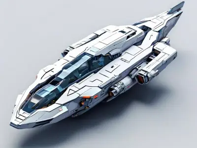 SciFi Dropship Shuttle 3D Model Low-poly 3D model purchase