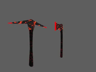 Polygon Tech Pickaxe and Axe  Low-poly 3D model