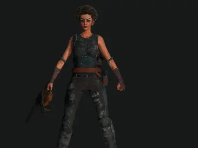AAA 3D APOCALYPTIC FEMALE 01 - REALISTIC GAME READY CHARACTER Low-poly 3D model