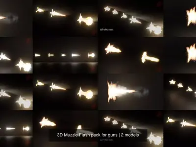 3D Muzzle Flash pack for guns