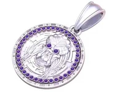 Futuristic Predator Ruby Medallion Pendant 3D print model