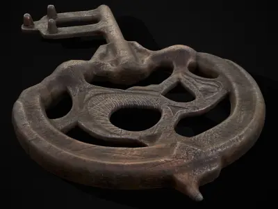 Medieval Rusting Iron Key Low-poly 3D model