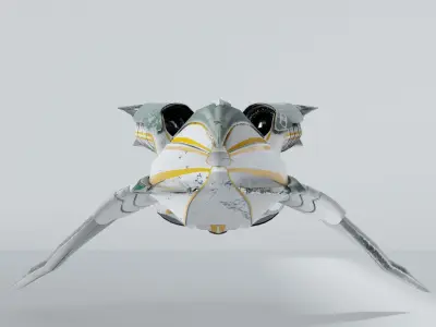 Organic looking spaceship Low-poly 3D model
