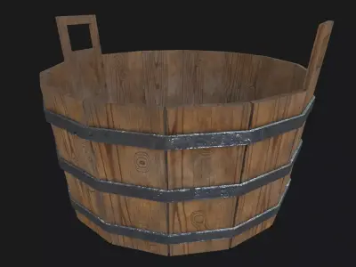 Old wooden bucket Free low-poly 3D model