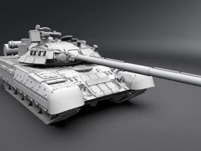 T80U Tank scale model 3D print model