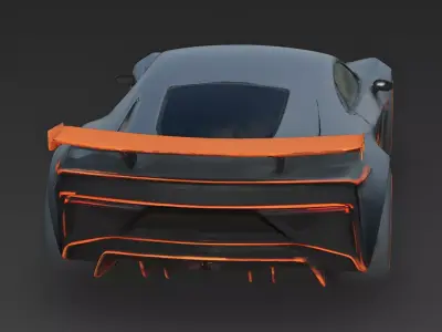Realistic Cyber Hypercar 3D Model Low-poly 3D model