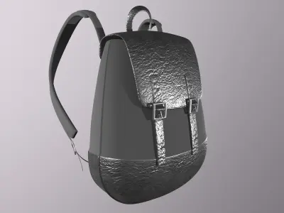 Backpack leather Low-poly 3D model