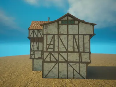 Medieval old House7-interior and exterior design Low-poly 3D model