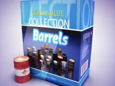 Barrels box of Low-poly 3D model