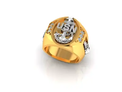 EXPEDITIONARY NAVY USN ANCHOR ANTIQUE RING 3D print model