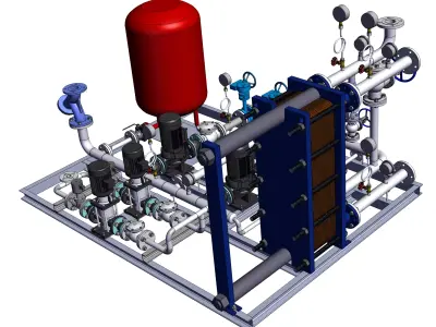 Plate heat exchanger unit 3D model
