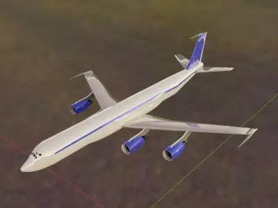 Fictional Proposed Quad Engine Jetliner 707-620 CFM Inspired Low-poly 3D model