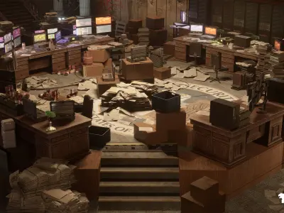 Command Center Environment Low-poly 3D model