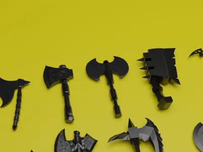 A pack of various 3D axes 3D model