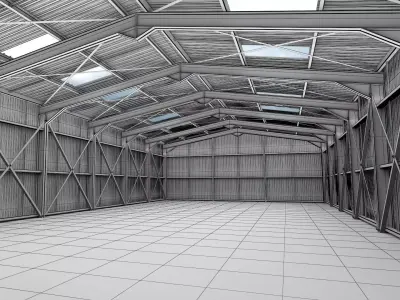 Hangar Warehouse Building 01 3D model