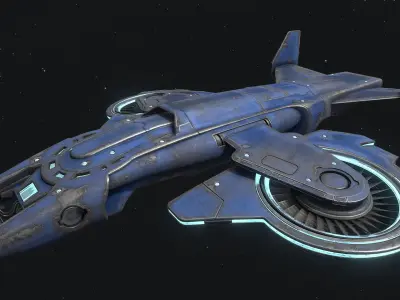 23spaceship spaceship flying in space Low-poly 3D model